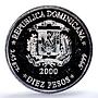 Dominican Rep. 10 pesos Iglesia Barbara KM-97 Church MS 63 PCGS silver coin 2000