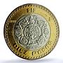 Mexico 10 pesos Aztec Rev. KM-616 Schon-180a MS 63 PCGS bimetal coin 1998