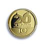 Namibia 10 dollars Bank KM-23 Anniversary Eagle Bird MS 70 PCGS gold coin 2010