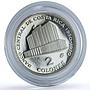 Costa Rica 2 colones Central Bank KM-190 Building proof silver coin 1970