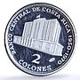 Costa Rica 2 colones Central Bank KM-190 Building proof silver coin 1970