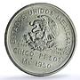 Mexico 5 pesos Opening Southern Railroad KM-466 Train silver coin 1950
