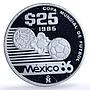 Mexico 25 pesos Football World Cup 1986 KM-503 Sports proof silver coin 1985
