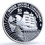 Mexico 5 pesos Cuauhtemoc KM-635 Navy School Ship Clipper proof silver coin 1999