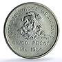 Mexico 5 pesos Opening Southern Railroad KM-466 Train silver coin 1950