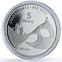 Brazil 5 reais Rio Olympics Flag Handover KM-680 Sports proof silver coin 2012