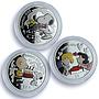 Niue 2 dollars x 3 Set Peanuts Snoopy Anniversary Cartoons Dog silver coins 2010