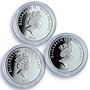 Niue 2 dollars x 3 Set Peanuts Snoopy Anniversary Cartoons Dog silver coins 2010