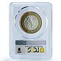 Mexico 20 pesos Republic Longer Stems KM-561 Genuine UNC PCGS bimetal coin 1993