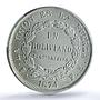 Bolivia 1 boliviano Republic KM.160.1 MS 63 PCGS silver coin 1874
