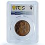 Great Britain 1 penny Elizabeth II KM-883 S- 4154 PR 65 PCGS bronze coin 1953