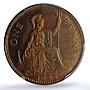 Great Britain 1 penny Elizabeth II KM-883 S- 4154 PR 65 PCGS bronze coin 1953