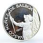 Panama 20 balboas Vasco Nunez de Balboa silver coin 1977