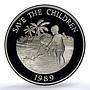 Cayman Islands 5 dollars Save Children KM-102 UNICEF PR 68 PCGS silver coin 1989