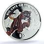 Sierra Leone 10 dollars Cougar Coloured KM-249.1 Cat PR 69 PCGS silver coin 2001