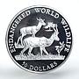 Cook Islands 50 dollars Wildlife Series Dama gazelle silver coin 1990