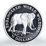 Cook Islands 50 dollars Wildlife Series African Elephant silver coin 1990
