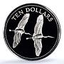 Belize 10 dollars Elizabeth II KM-57a Jabirus Birds PR 70 PCGS silver coin 1979