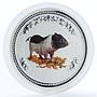 Australia 1 dollar Year of The Pig Lunar Series I 1 oz Silver Coloured Coin 2007