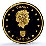 Ghana 500 sika Phoenician Navigators X#18 Ship Clipper PR 69 PCGS gold coin 2002