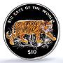 Sierra Leone 10 dollars Tiger Coloured KM-247.2 Cat PR 69 PCGS silver coin 2001