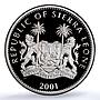 Sierra Leone 10 dollars Tiger Coloured KM-247.2 Cat PR 69 PCGS silver coin 2001