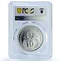 Bulgaria 10 leva Football World Cup in Spain Players PR63 PCGS silver coin 1982