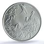 Slovakia 200 korun Endangered Wildlife Stork Bird Feeding MS65 PCGS Ag coin 1995