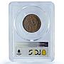 France 5 centimes Republic Liberty Head KM-842 MS63RB PCGS bronze coin 1900