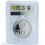 Bulgaria 10 leva Intercosmos Cosmonauts Space Galaxy PR67 PCGS silver coin 1985