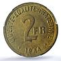 France 2 francs State Coinage Coat of Arms KM-905 MS64 PCGS brass coin 1944