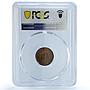 Mauritius 1 cent Colonial Coinage George VI KM-25 MS64 BN PCGS bronze coin 1949