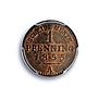 Germany Prussia 1 pfennig Wilhelm IV Coinage KM-451 MS64 PCGS copper coin 1855 A