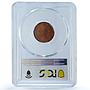 Italy Somalia 1 centesimo Regular Coinage Elephant MS64 PCGS brass coin 1950