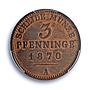 Germany Prussia 3 pfenninge Wilhelm I Coinage Mark A MS62 PCGS copper coin 1870