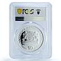 Bulgaria 10 leva Turino Olympic Games Shorttrack Skater PR69 PCGS Ag coin 2005