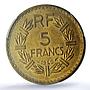 France 5 francs Republic Coinage Laureate Head MS64 PCGS AlBronze coin 1946