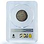 Portugal 200 reis Queen Maria II Coinage KM-474 MS63 PCGS silver coin 1843