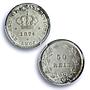 Portugal 50 reis King Luiz Luis I Coinage KM-506 MS65 PCGS silver coin 1874