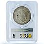 El Salvador 1 peso Cristobal Colon Large Bust KM-115 MS62 PCGS silver coin 1911
