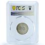 Straits Settlements 20 cents George V Round Top 3 KM-35b AU58 PCGS Ag coin 1935