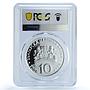 Bulgaria 10 leva Olympics Shooting Sports Athlets PR69 PCGS silver coin 2008