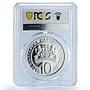 Bulgaria 10 leva Unification 125th Anniversary Stamp PR68 PCGS silver coin 2010