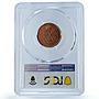Belgium 2 cents Albert I Coinage Lion Arms French Legend MS68 PCGS Cu coin 1912