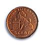 Belgium 2 cents Albert I Coinage Lion Arms French Legend MS68 PCGS Cu coin 1912