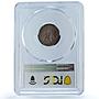 Spain 2 centimos Regular Coinage Seated Liberty MS62 PCGS bronze coin 1870