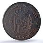 Spain 10 centimos King Alfonso XII Coinage OM KM-675 AU50 PCGS bronze coin 1878