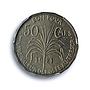 France Guadeloupe 50 centimes Colonial Coinage Arawak Man MS63 PCGS Ni coin 1921