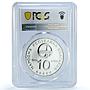 Bulgaria 10 leva Intercosmos Cosmonauts Space KM-157 PR64 PCGS silver coin 1985
