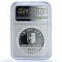 Abkhazia 10 apsar Samson Chanba Literature Writer PL 69 NGC silver coin 2009